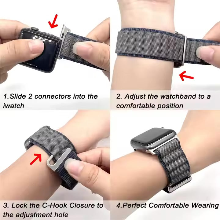 C Buckle Fabric Nylon Watch Bands for Apple Watch Ultra 2 49mm Alpine Loop Watch Straps for iwatch series 10 46mm 42mm 45mm 38mm